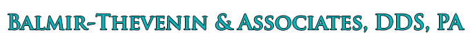 The image is a screenshot of a webpage with a background that appears to be a faded photograph or graphic, and there s text at the bottom that reads BALMIR-THEVENIN ASSOCIATES, PA, DDS, PA.